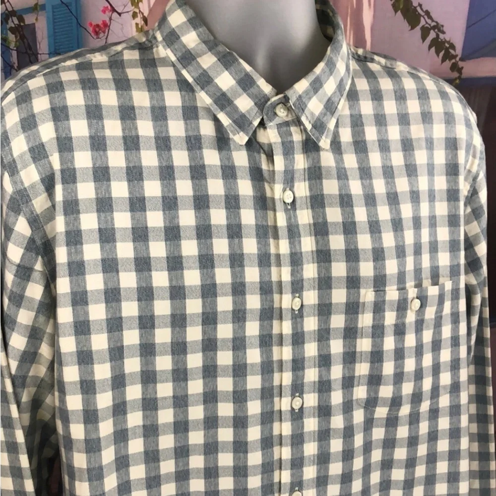 J. Crew Light Blue Gingham Plaid Button Down